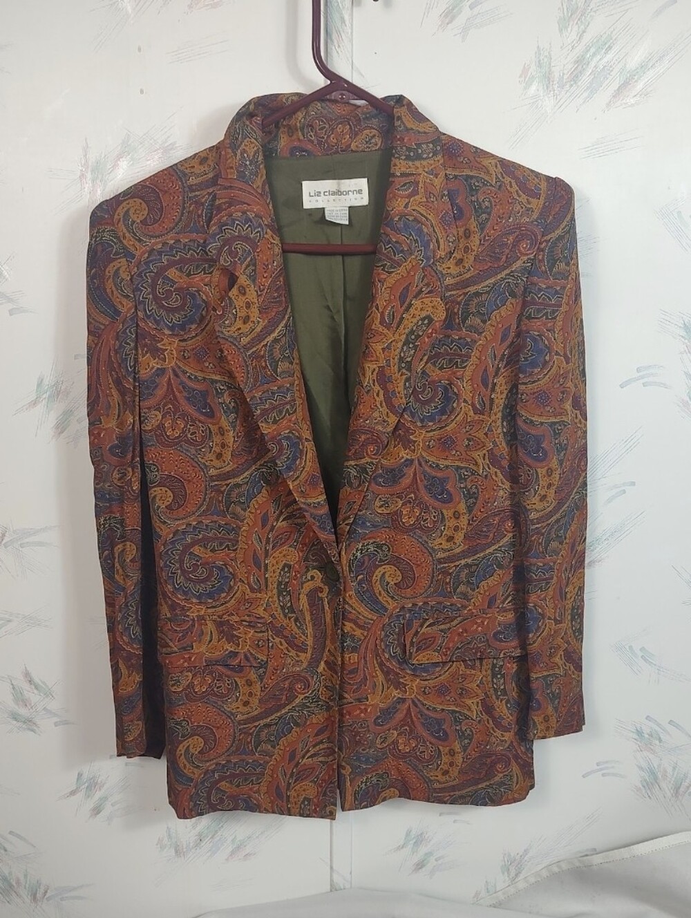 Liz Claiborne Collection Paisley Print Blazer Shoulder Pads Size 4